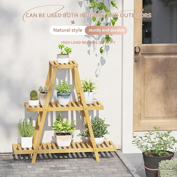 3 Tier Bamboo Flower Holder Ladder Rack 3 Tier Bamboo Flower Holder Ladder Rack